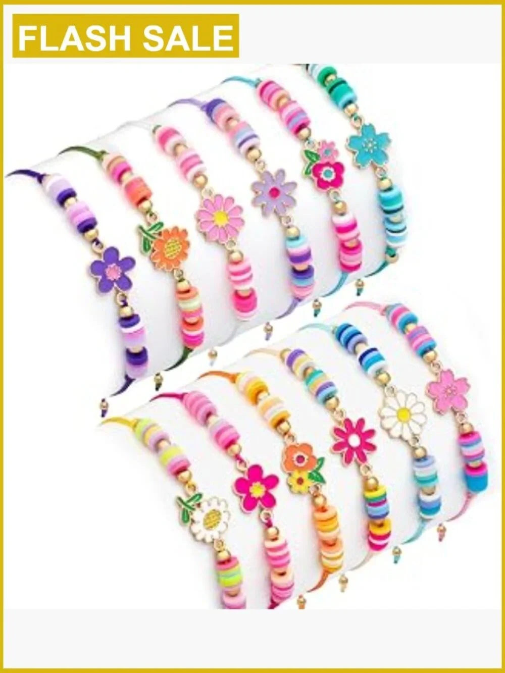 12 Flower Bracelets for Girls Toddler Jewelry Adjustable Party Favor Bulk